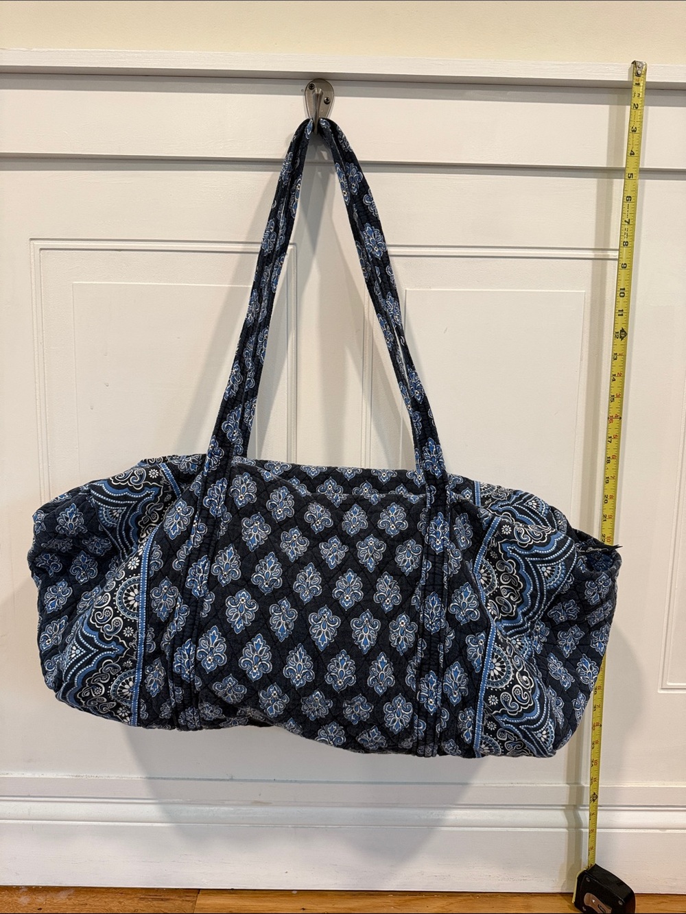 Vera Bradley Navy and Light Blue Quilted Patterned Tote Medium